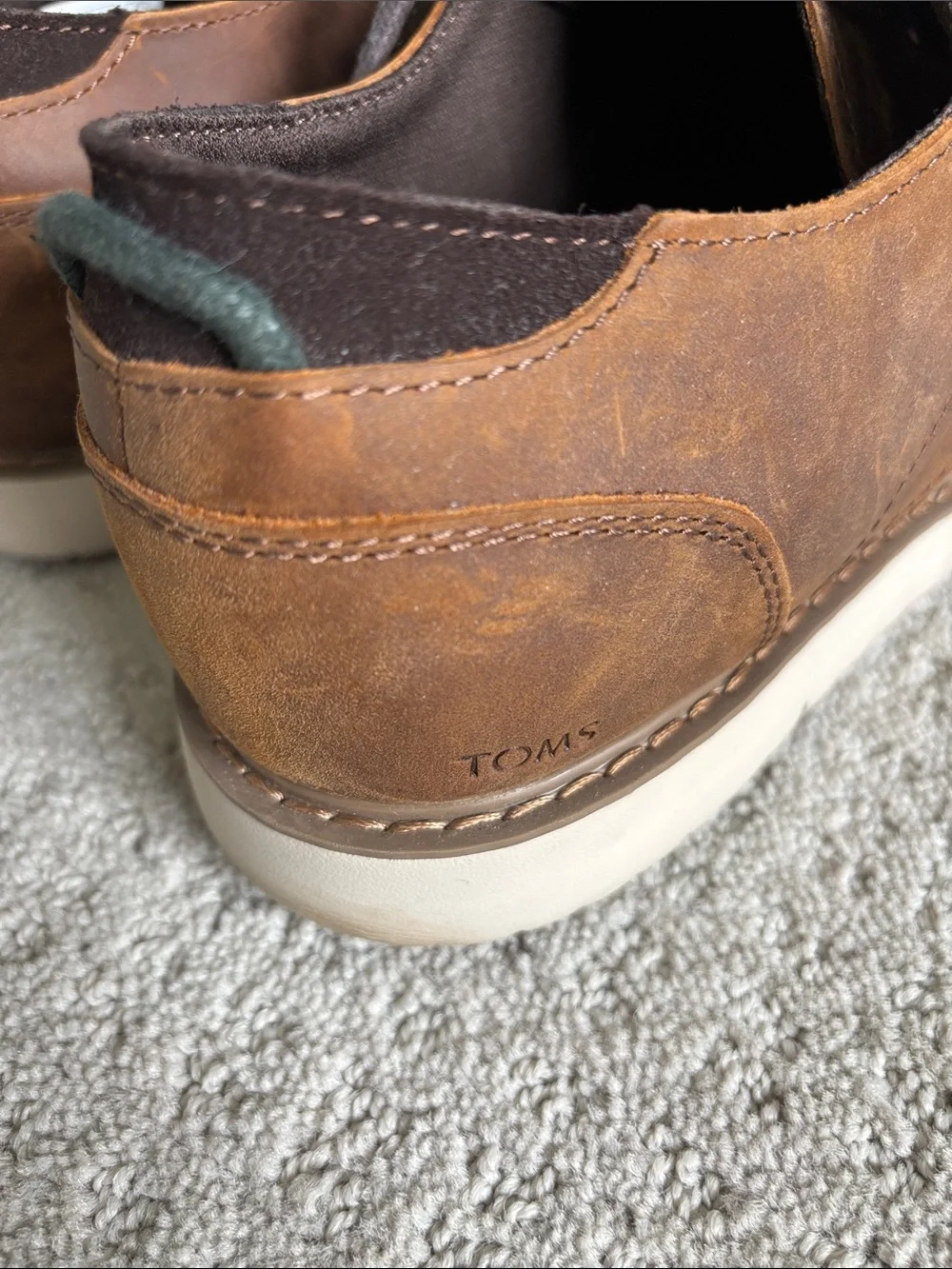 TOMS Brown Leather Derby Shoes with Dark Brown Laces Men’s Size 12